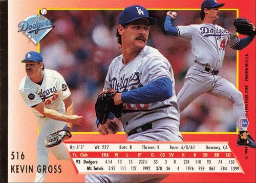1994 Fleer Ultra Kevin Gross Los Angeles Dodgers #516 - Picture 2 of 2