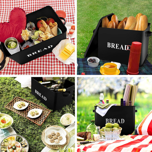 Extra Large Bread Box with Lid, Metal Bread Storage Container for Farmhouse Kitc - Picture 5 of 7