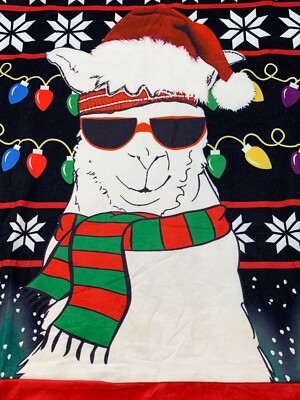 Cool Ugly Christmas Llama Sweater Sweatshirt Women XL Black Funny Novelty Silky
