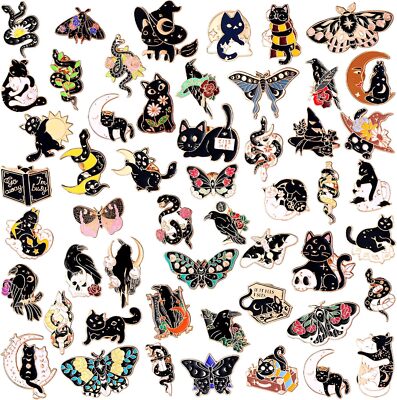 100 Pcs Enamel Pins Bulk Cute Emo Pins Funny Pins Gothic Butterfly Pins Cat Snak