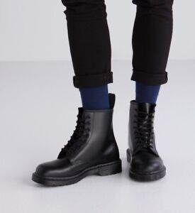 NEW Dr. Martens Men's 1460 Mono 8-Eye Gothic Black Smooth Leather Boot Shoes | eBay