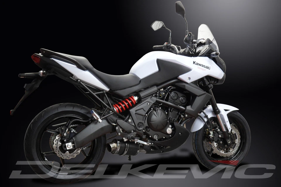Silenciador de carbono ovalado Kawasaki KLE650 Versys 2006-2014 escape completo 2-1 9" Foto 4 de 4