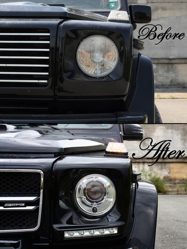Fari Coperture LED DRL per Mercedes Classe G W463 1989-2012 Luci diurne G65 Look - Foto 12 di 12