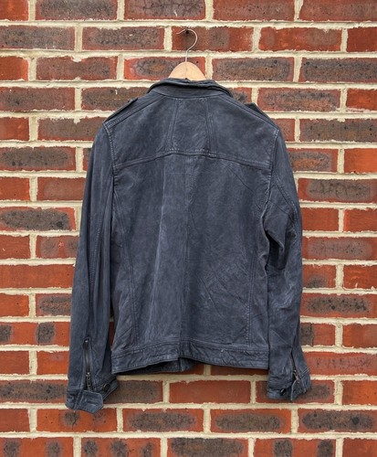 AllSaints Mens SONAR Leather Jacket LARGE / MEDIUM Biker Bomber All Saints - Picture 7 of 13