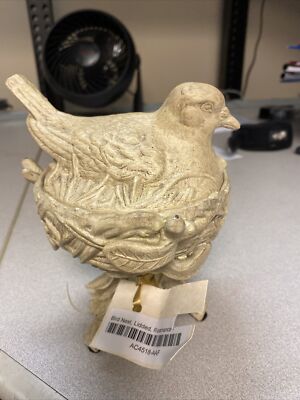 Beautiful Bird Nest Lidded Box Collectible in Cream HEAVY Resin