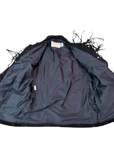 WESTERN AUTHENTIC STYLING by SCHOTT 395 Suede Fringe Jacket Size 42 Black Suede - Picture 16 of 20