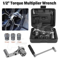 Torque Multiplier Wrench Set 1/2" Drive 1:16 Lug Nut Remover Spanner + 3 Sockets
