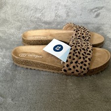 Cat Jack Leopard Slides Girls Size 13 Brown Open Toe Sandals Shoes