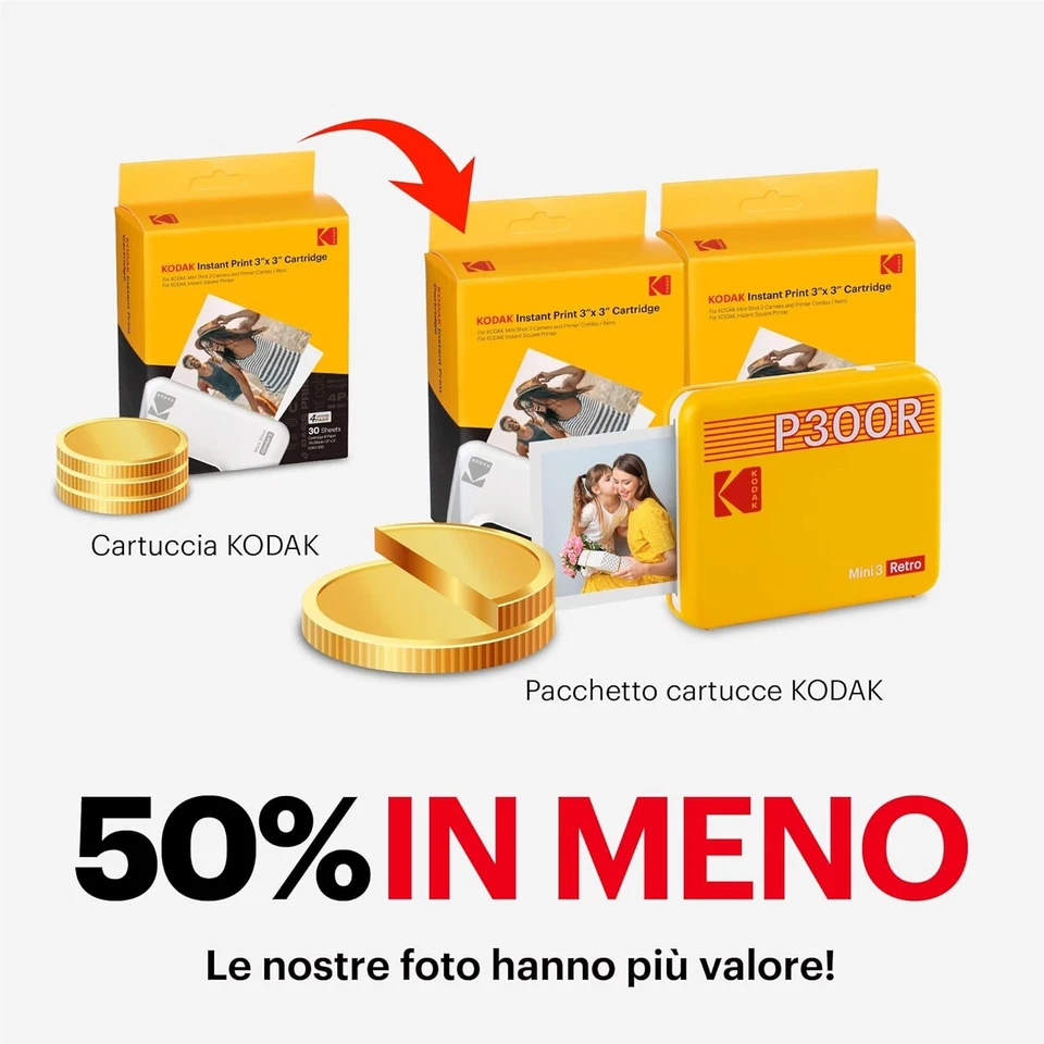 Kodak Mini 3 Retro Stampante Fotografica Bluetooth Wireless 68 Fogli Foto Bianco - Immagine 4 di 4