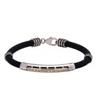 Shema Israel Hebrew Bracelet in 14K Gold & Sterling Silver Faux Leather Jewelry