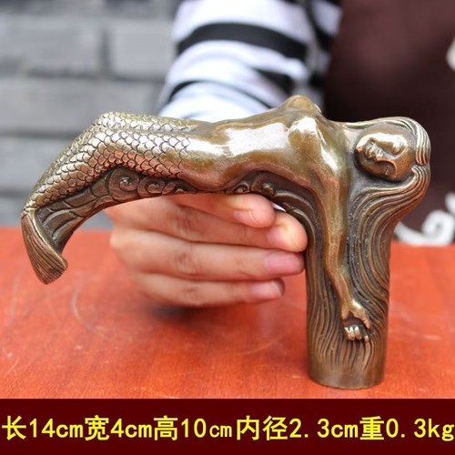 Bronze Handmade Carved Beautiful Woman Statue Cane Walking Stick Head Statues - Picture 3 of 3