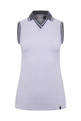 KJUS Damen V-Neck Polo ärmellos Farbe: Weiß