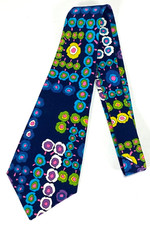 Vtg Necktie Tie-Psychedelic Disco Vtg 60s 70s-4.75" Wide-Handmade by B-Floral