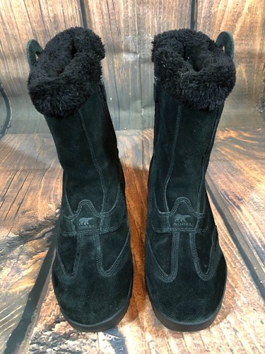 Sorel Waterfall Black Suede Thinsulate Winter Boots Womens 7 (i5g - Picture 3 of 11