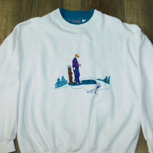 Sudadera de golfista bordada vintage Lord & Taylor colección Kensington para hombre L - Imagen 2 de 12