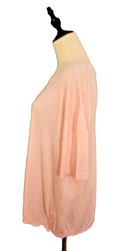 Elk Melbourne Size 12 Light Pink Cotton Blend Knit Relaxed Fit Short Sleeve Top - Picture 6 of 10