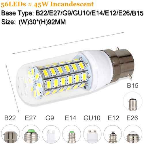 Led Bulbs Daylight E27 E26 B22 E14 G9 5730 SMD Corn Light Bulb Save Energy Lamp - Picture 16 of 18