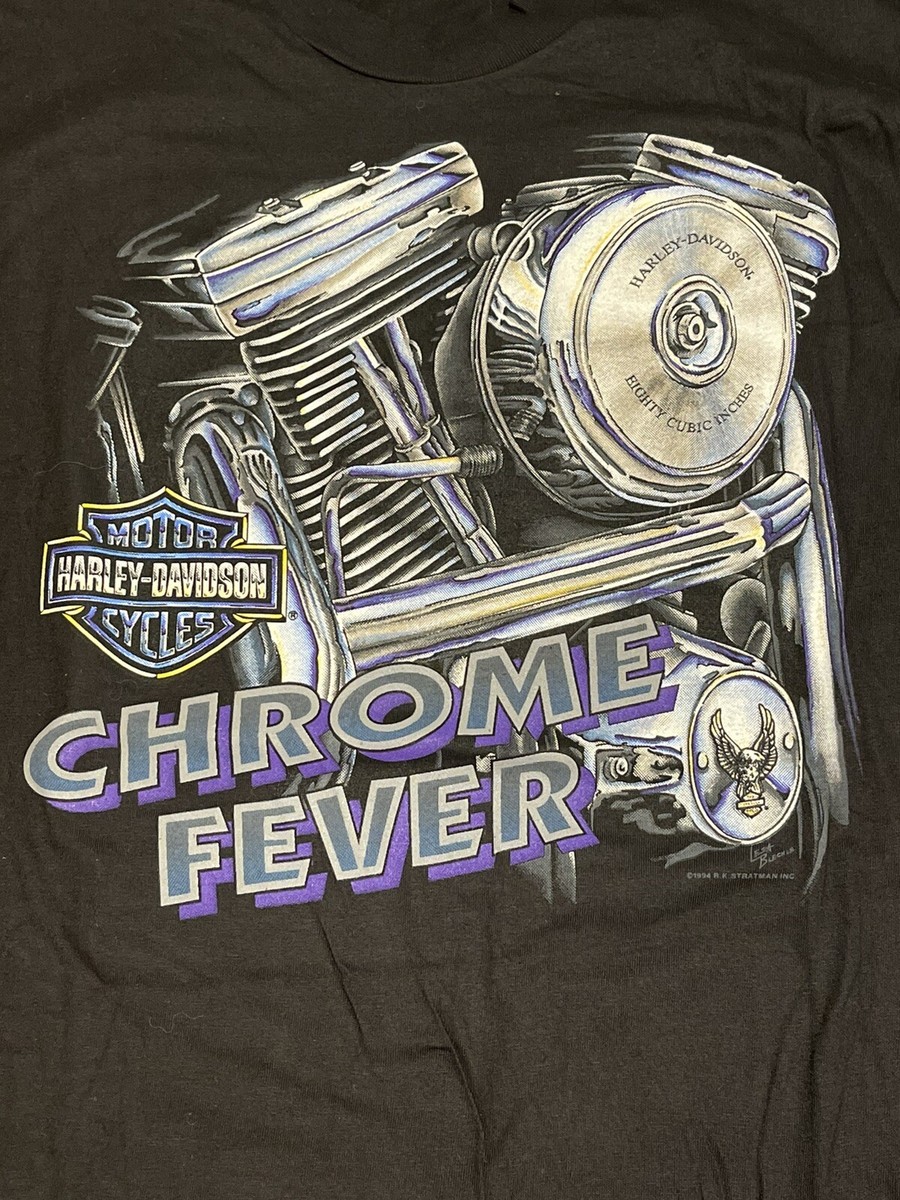 Vintage Mens L Harley Davidson T-Shirt 90s CHROME FEVER Motorcycle