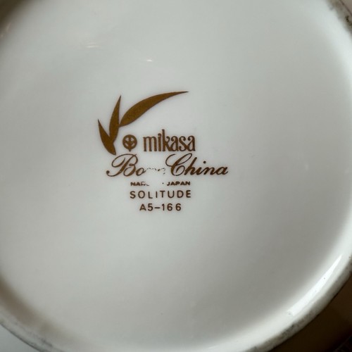Mikasa Solitude Creamer & Covered Sugar Platinum Band with Black Trim Japan VTG - Picture 8 of 8