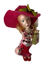 Katherine's Collection Glass Ornament Lady Shopper Shop Til You Drop Bling NEW