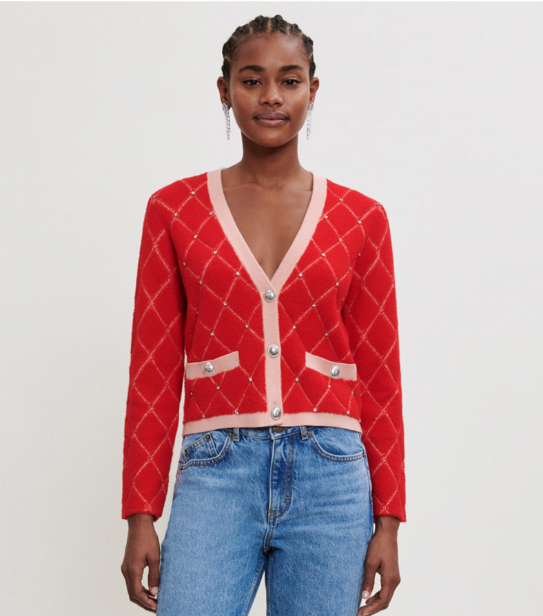 Maje Knit Cardigan Red Lingge 