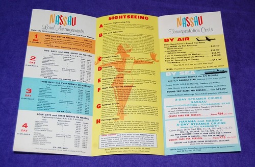 Vintage 1959-1960 United Tours to Nassau, Bahamas Advertising Travel Brochure - Picture 2 of 3