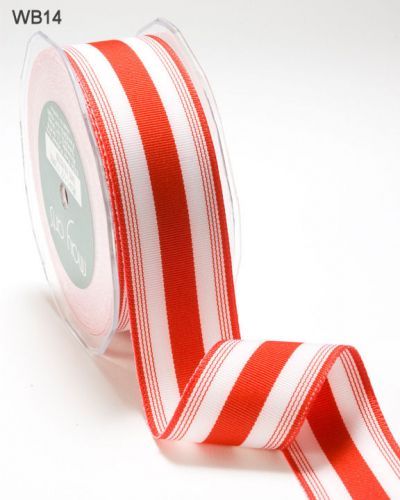 MAY ARTS RIBBONS~GROSGRAIN MULTI STRIPE~RED & WHITE~1 & 1/2" X 1 YARD! - Picture 1 of 1