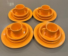 Fiesta 4-piece Place Setting Retired Tangerine Art Deco Vintage Restaurant Ware