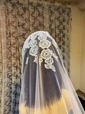Bridal Veil 1 tier lace trim Wedding Lace mantilla veil