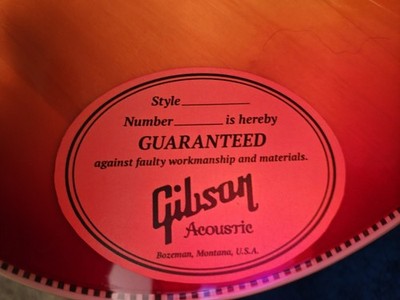 Gibson Acoustic Guitar Orange Tag Guaranteed 