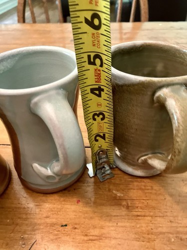 Lot Set 7 Artisan Handmade Mugs Art Studio Rustic Pottery Drinkware Cup Signed - Picture 12 of 14