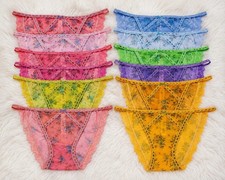 Victoria's Secret Dream Angels Bikini Panty Semi Sheer Floral Print Nylon Colors