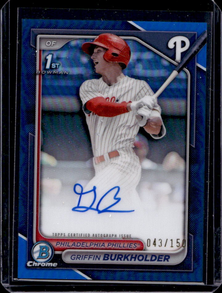 2024 Bowman Draft Griffin Burkholder Chrome Auto Blue Refractor 1st #43/150