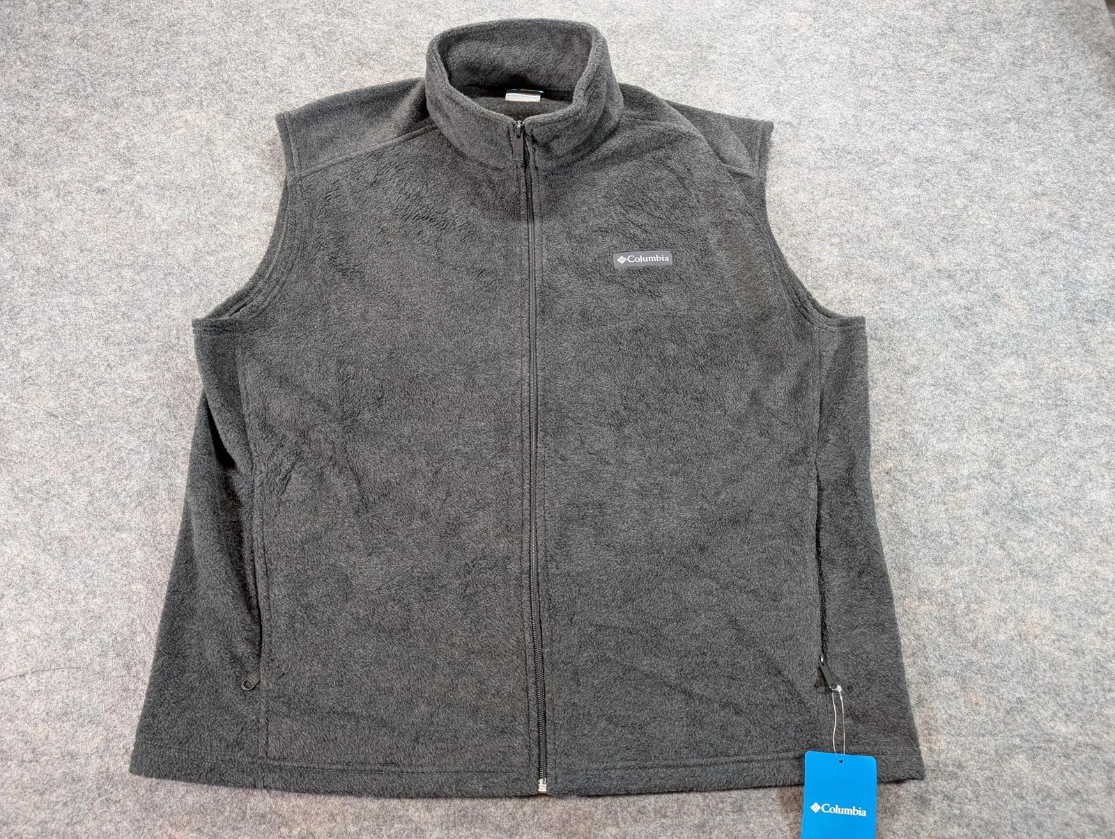 Columbia Steens Mountain Vest Mens 2XL Gray Fleece Full Zip Outdoors Hiking New