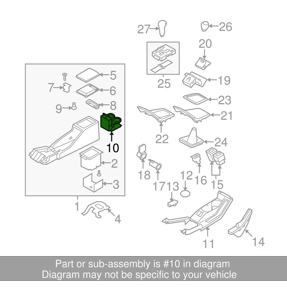 Portavasos trasero consola central para Subaru Forester 2003-2008 para Impreza 2005-07 Foto 2 de 4