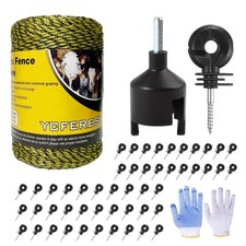 Upgraded Electric Fence Poly Wire 330 Feet 100 Meters and 50 Pcs Black Electr...