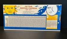 Vintage 100 Year Perpetual Calendar 1938–1987 & 1988–2037 Sun & Moon Card Stock
