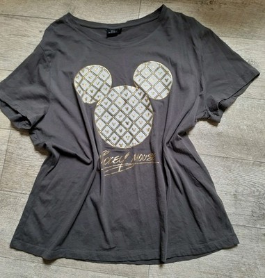   Süsses Mickey Mouse   T-Shirt * Damen * Grau/Gold * Gr. XL  (44) * TOP!