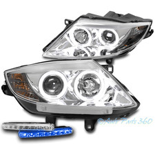 Fit Factory HID 03-08 BMW Z4 Halo Chrome Projector Headlight Lamp w/Blue LED DRL
