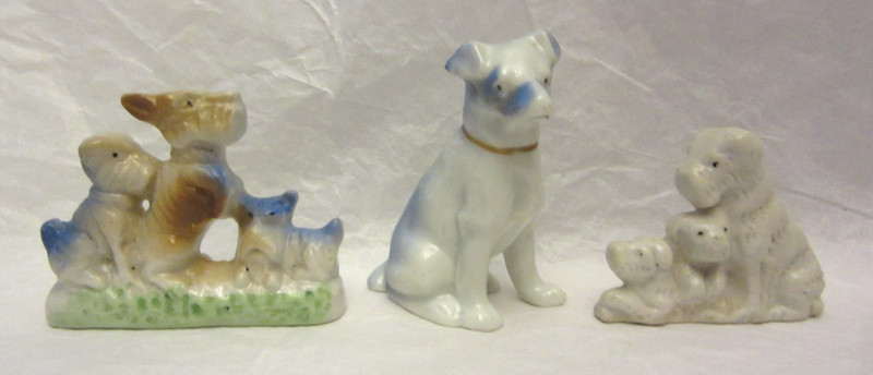 3 VTG Dog Porcelain Figurines Scotty Dogs 7 Total DOGS