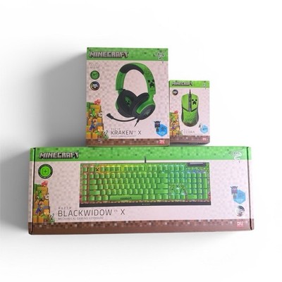 Razer Minecraft Edition BlackWidow V4 X Keyboard Cobra Mouse Kraken Headset Set