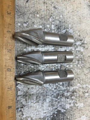 Lot of 3 - 15° Conical HSS Tapered Endmills P-506 USED IN EXCELLENT CONDITION 