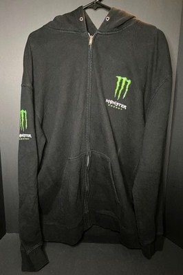 Monster Energy Full Zip Hoodie Mens XL Sweatshirt Unleash The Beast Grunge Y2K