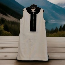 NWT MICHAEL Kors Women's Sleeveless Shift Dress Black Light Cream Sz M $ 129.50