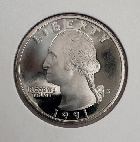 1991 S Washington Quarter Uncirculated Cameo Clad Proof.