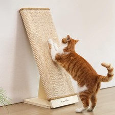 Sisal Cat Scratcher Ramp, Wood Cat Scratching Post, Replaceable Scratching Ma...