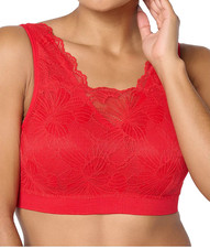 Breezies Lace Cami Wirefree Bra with Removable Pads 2X Red A693073