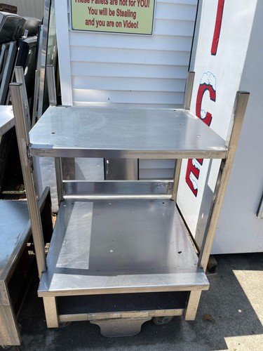 Used Stainless Commercial Equipment Double Oven Stand Stack with Caster Wheels -