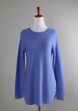 TALBOTS NWT 89 Solid Blue Ribbed Knit Button Pullover Sweater Top Size XS