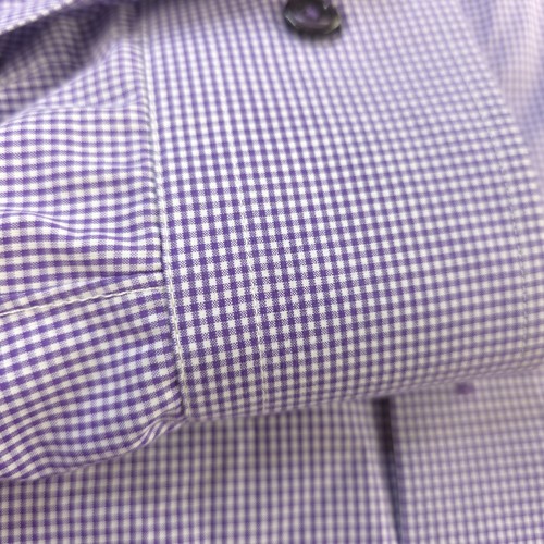 Eton Dress Shirt 16 41 Purple Check Contemporary Point Collar Cotton Long Sleeve - Picture 3 of 10